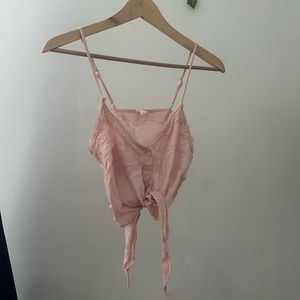 baby pink lace tie bottom garage top